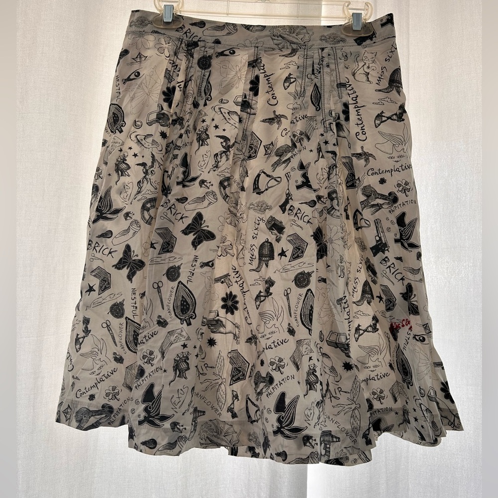 Vintage y2k Miss Sixty Black and Gray Patterned A-Line Skirt